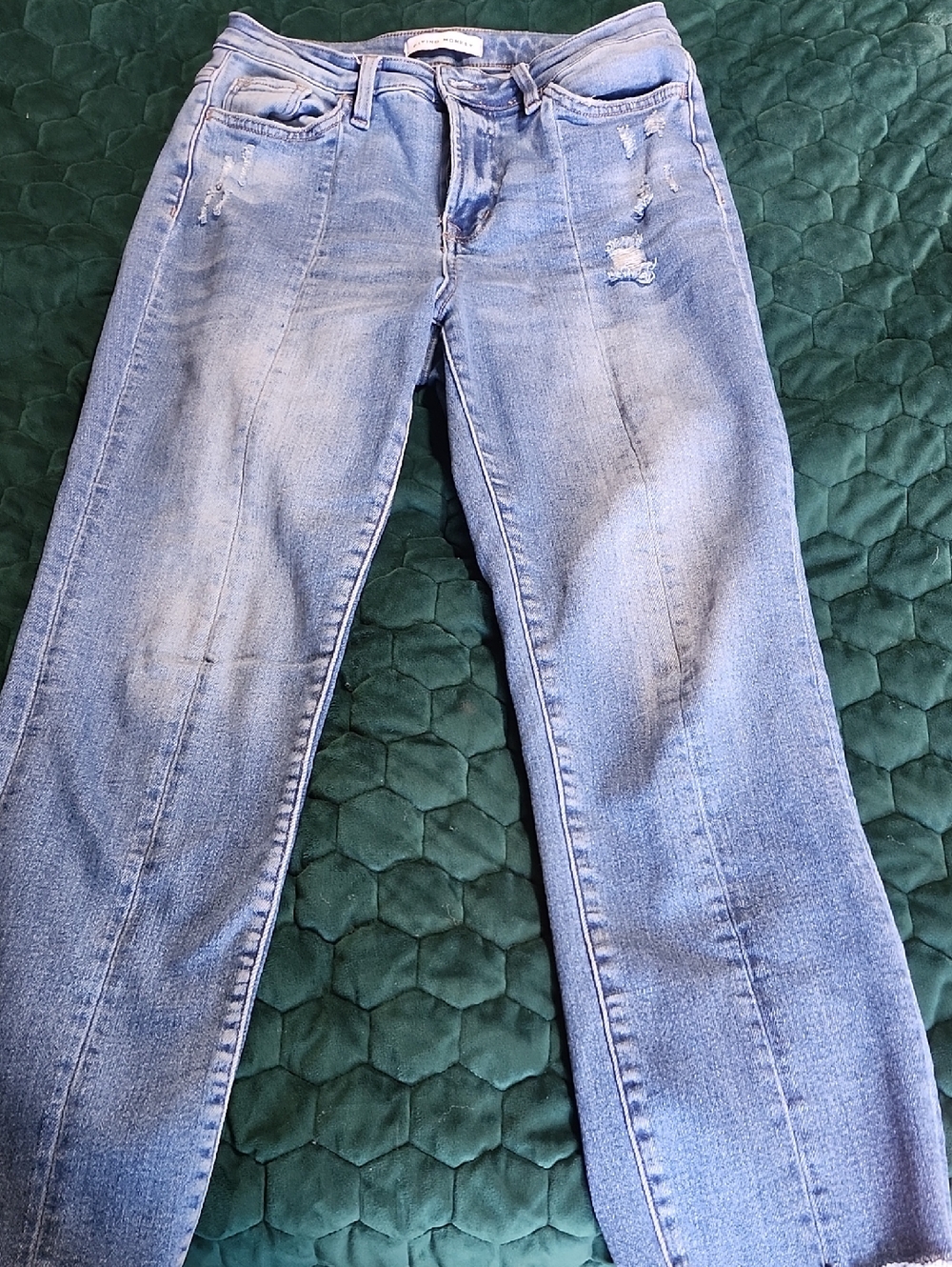 Flying Monkey Light Wash Distressed Straight-Leg Jeans